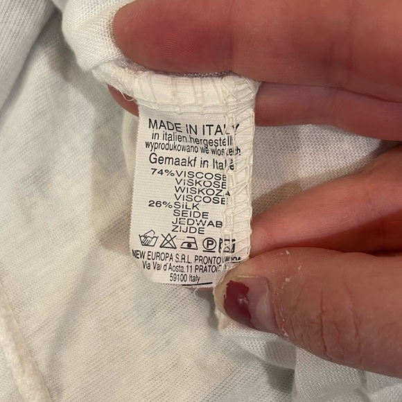 ⭐️Women's White and Gray Patterned Top made in Italy Silk Blend - Picture 2 of 3